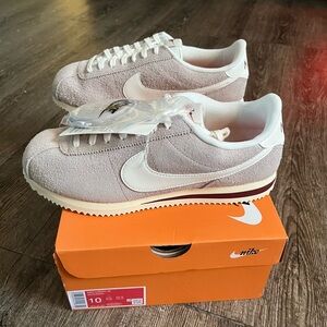 Nike Cortez Suede Sneakers - Pale Pink/White